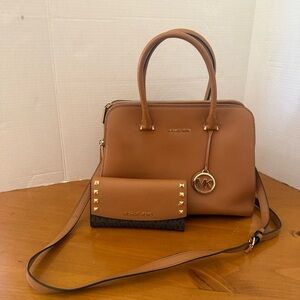 Michael Kors Tan Satchel with Gold Hardware